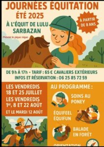 Equit de Lulu - poney club - Programme vacances été 2025
